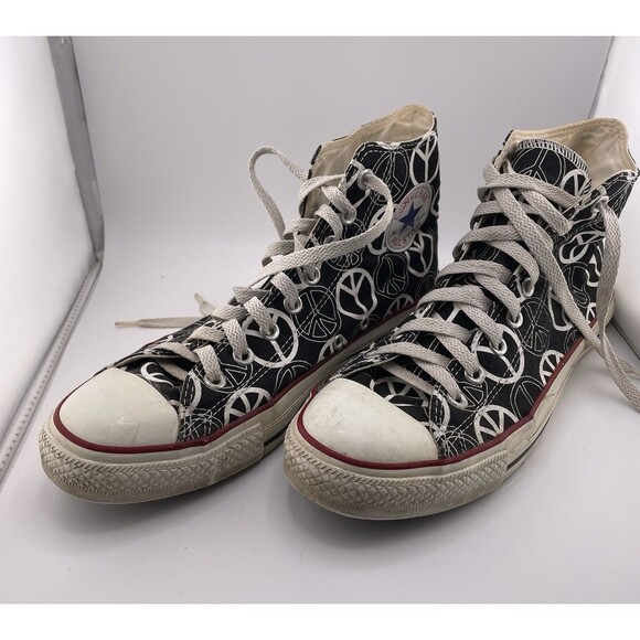 Converse Chuck Taylor Sneakers Size 9 PEACE SIGN  All Star Vintage, Early 2000s - Picture 1 of 8